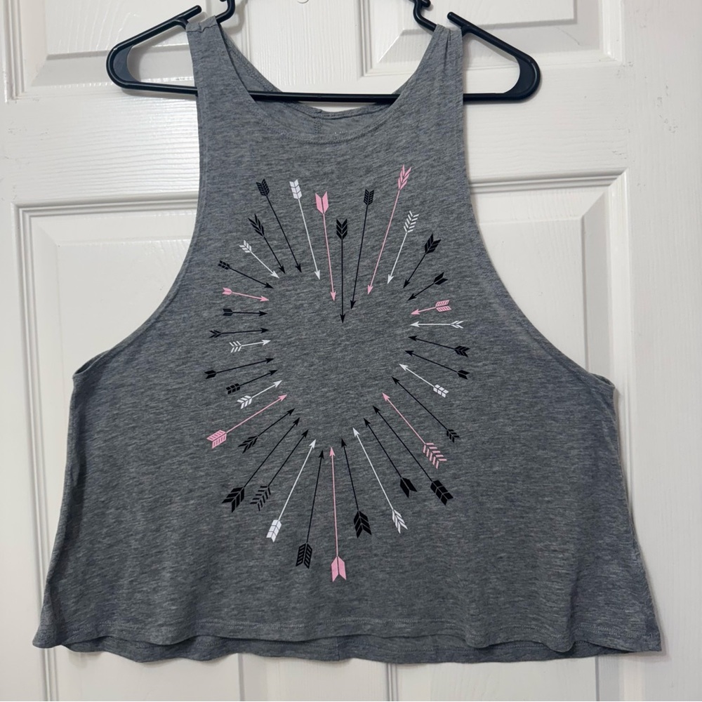 Live Love Dream Gray Heart Arrow Women's Tank Top Size Large